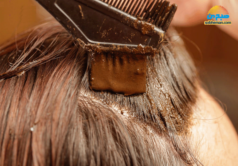 مراحل رنگ کردن موی سر با حنا