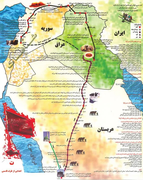 مسیر حرکت کاروان از شام به مدینه